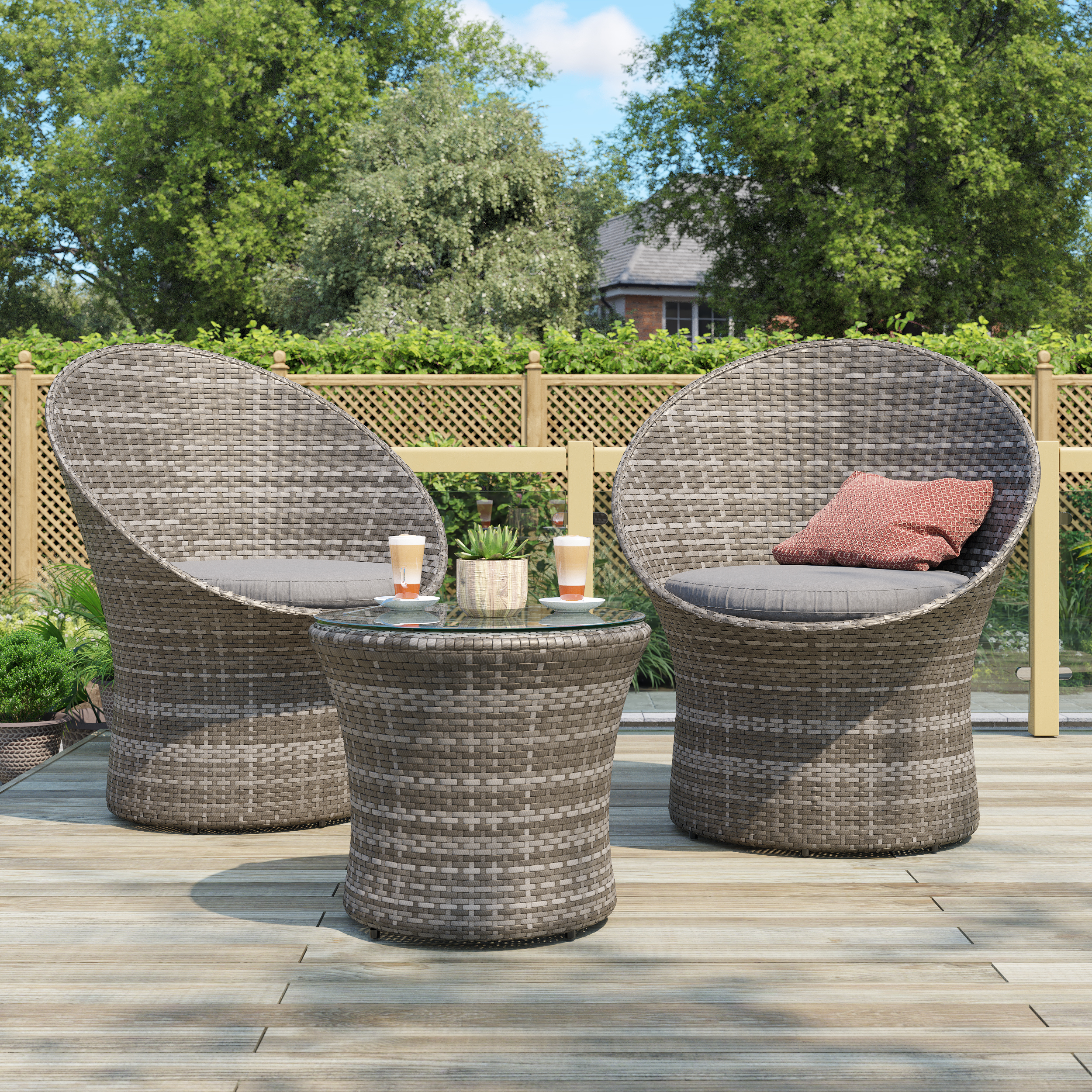 Click to view product details and reviews for 3 Piece Rattan Bistro Garden Egg Set Grey.